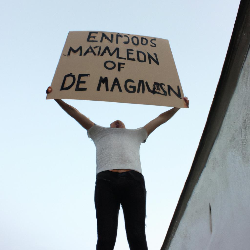 Person holding a protest sign